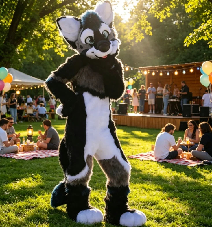 FrostPaw - Fursuit Husky Noir et Blanc Cosplay