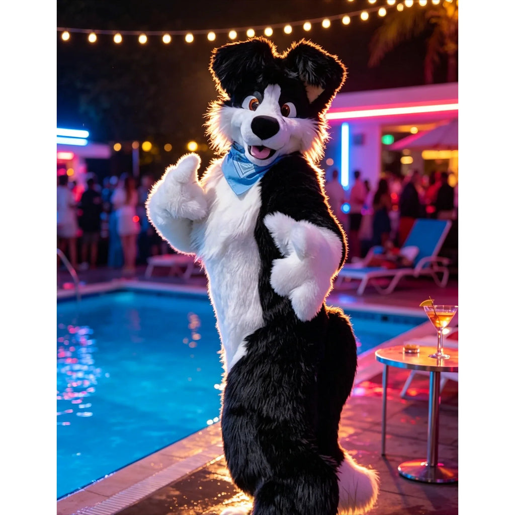 ShadowPaw - Fursuit Chien Noir et Blanc Cosplay