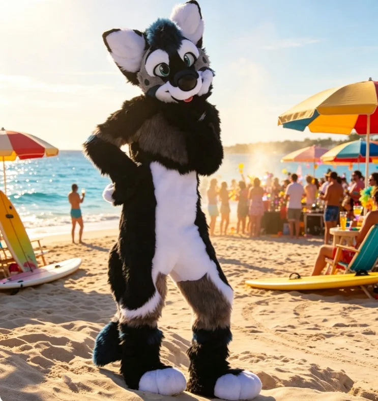 FrostPaw - Fursuit Husky Noir et Blanc Cosplay